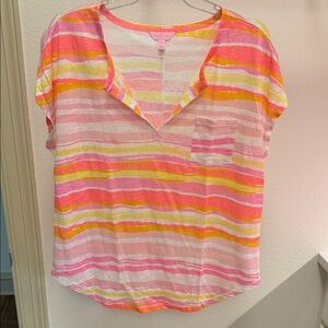 Lilly Pulitzer Pink and Yellow Striped Top